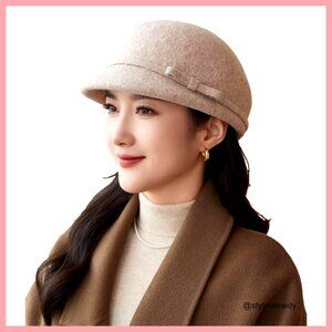 Wool Blend Vintage Fedora Bowler Hat with Adjustable Strap